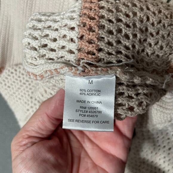 Hippie Rose Cropped Crochet Scallop Bell Sleeve Sweater M Boho Y2K Cottagecore - Picture 4 of 11